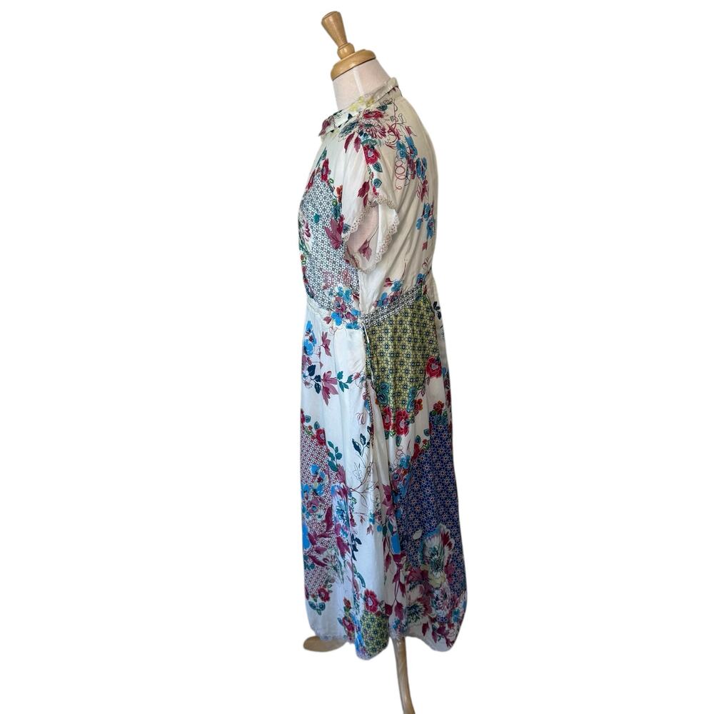 JOHNNY WASs  Lubello Parker Silk Patchwork Shirt Dress Multi Size Small - Picture 8 of 14